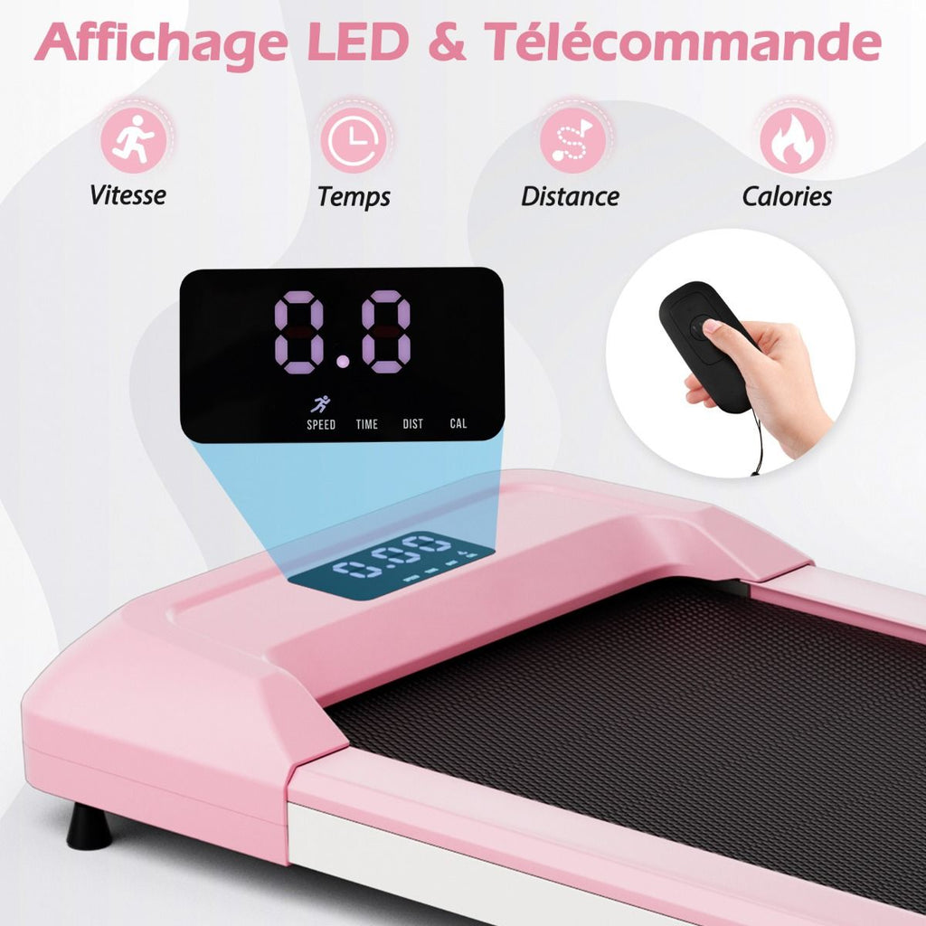 Tapis de Course Mince Tapis de Jogging avec Capacité de 120 Kg Télécommande et Écran Led Inclinable à Roulettes Tapis de Course à Glisser Gris/Noir...
