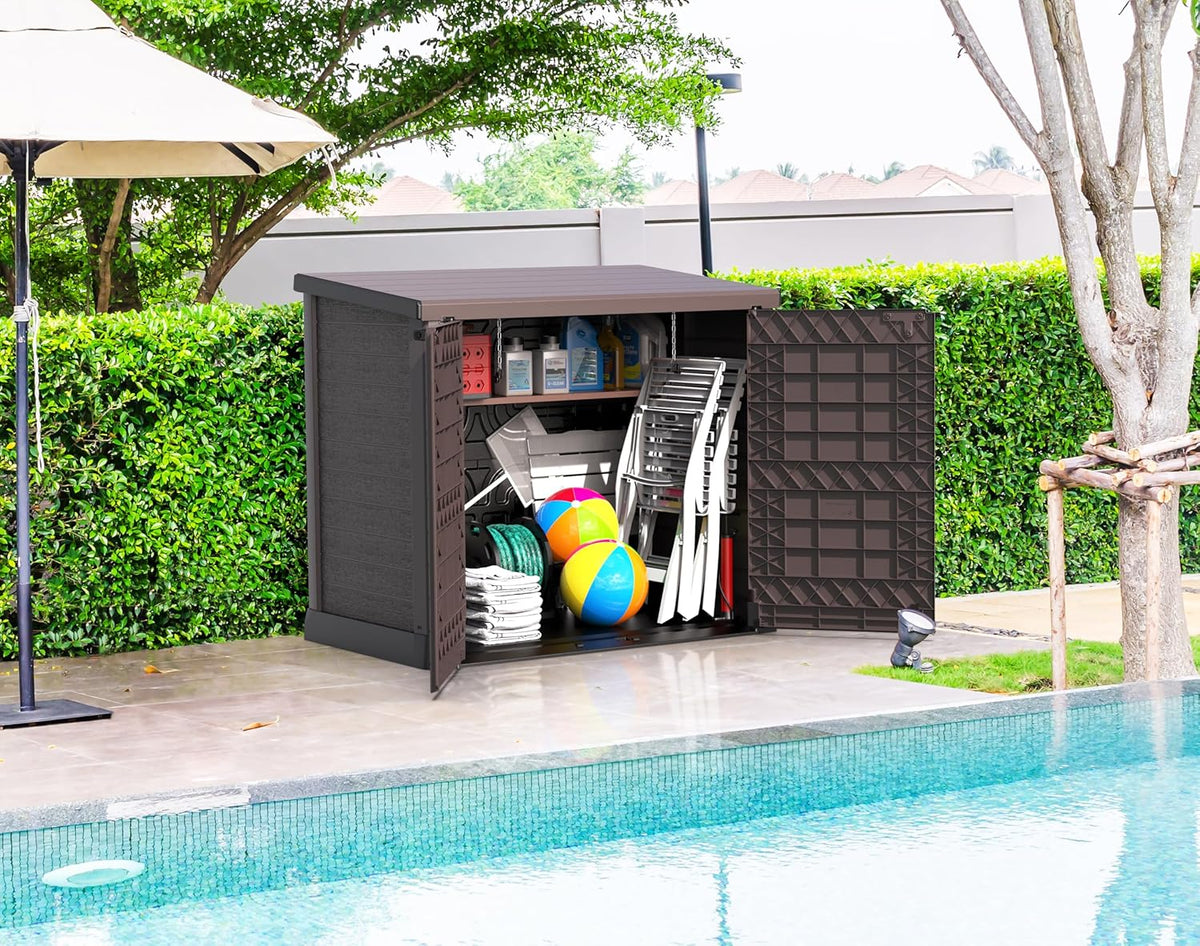 Duramax StoreAway 1200L Plastic Garden Shed/ Flat Lid, Outdoor Storage Shed, Wheelie Bin Hideaways, Wheelie bin box, Durable Construction, Ideal fo...