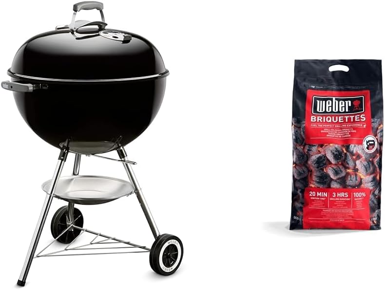 Weber Classic Kettle barbecue au charbon de bois, surface de cuisson Ø 57cm, barbecue avec couvercle et cuve en acier emaillé, thermomètre intégré...