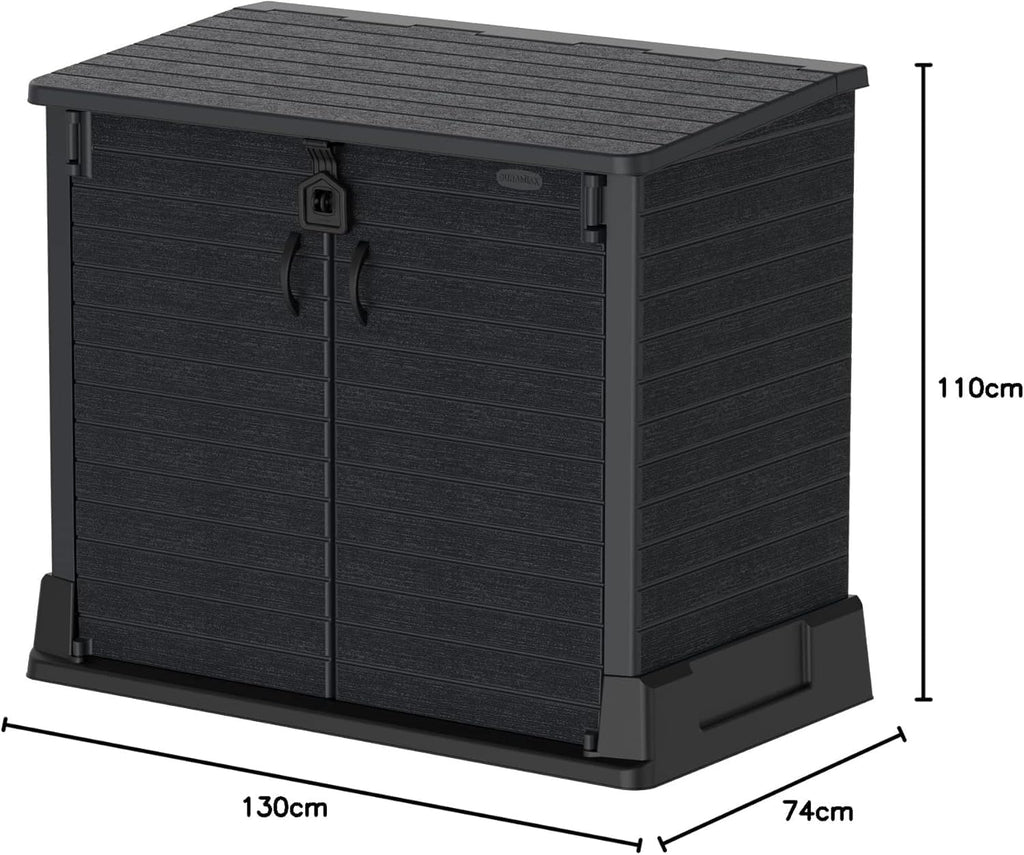 Duramax StoreAway 1200L Plastic Garden Shed/ Flat Lid, Outdoor Storage Shed, Wheelie Bin Hideaways, Wheelie bin box, Durable Construction, Ideal fo...