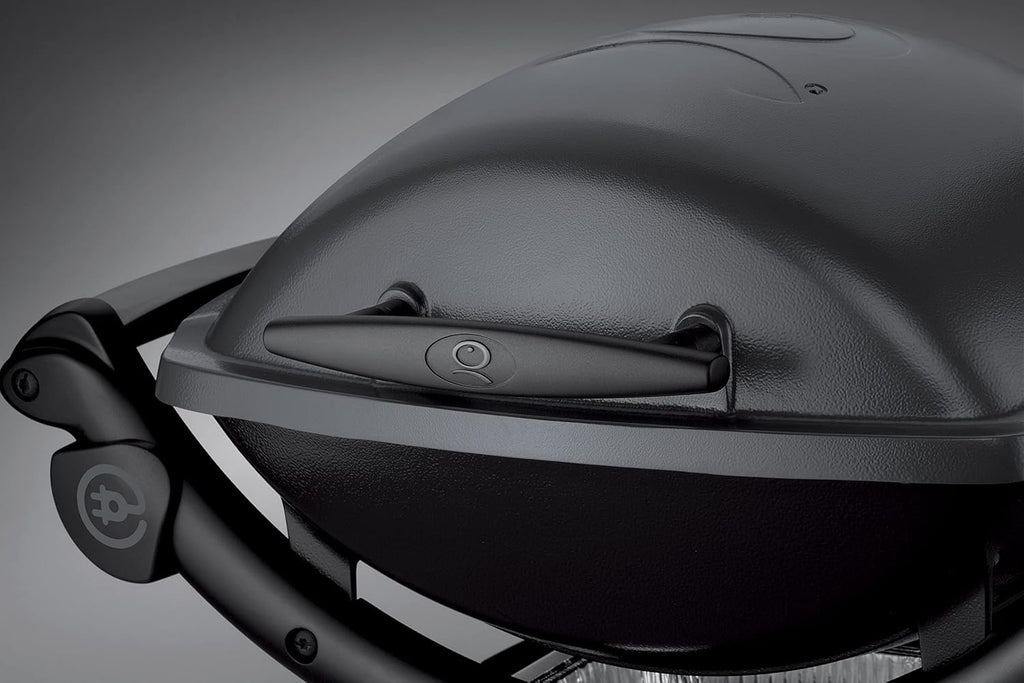 Weber Q1400 Barbecue électrique, surface de cuisson 43 x 32 cm, nomade, grille en fonte émaillée divisée en 2 parties, couvercle et cuve en fonte d...