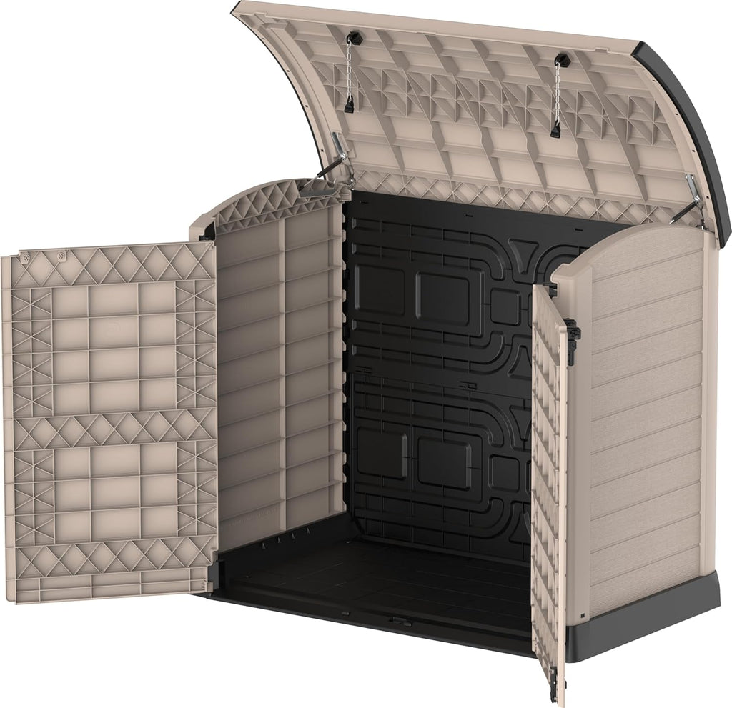 Duramax StoreAway 1200L Plastic Garden Shed/ Flat Lid, Outdoor Storage Shed, Wheelie Bin Hideaways, Wheelie bin box, Durable Construction, Ideal fo...